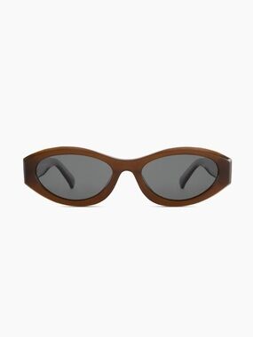 Quince Milan Brown Oval Cat-Eye Sunglasses with Gray Lenses